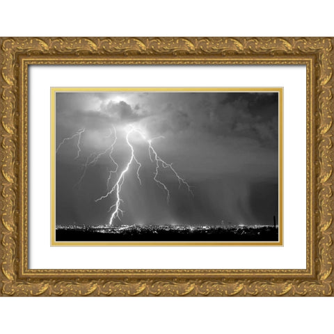 Urban Storm BW Gold Ornate Wood Framed Art Print with Double Matting by Taylor, Douglas
