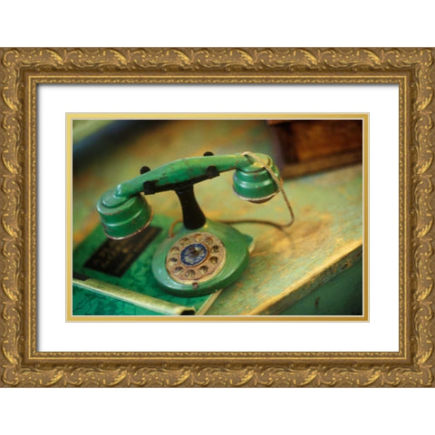 Vintage Phone I Gold Ornate Wood Framed Art Print with Double Matting by Clayton-Thompson, Philip