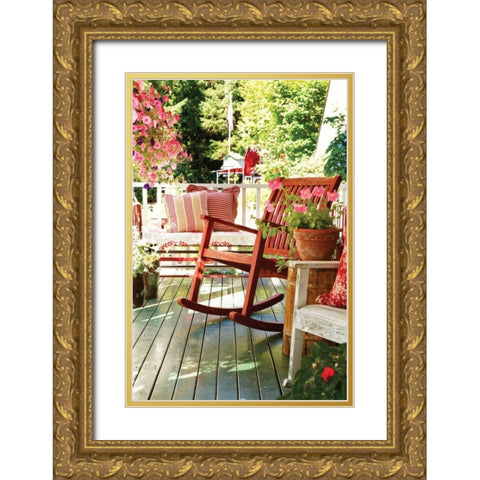 Rocker on the Porch I Gold Ornate Wood Framed Art Print with Double Matting by Clayton-Thompson, Philip