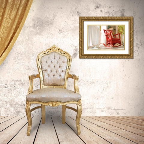 Rocker on the Porch III Gold Ornate Wood Framed Art Print with Double Matting by Clayton-Thompson, Philip
