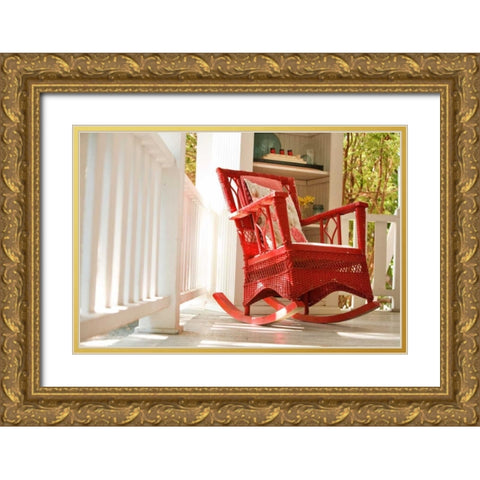 Rocker on the Porch III Gold Ornate Wood Framed Art Print with Double Matting by Clayton-Thompson, Philip