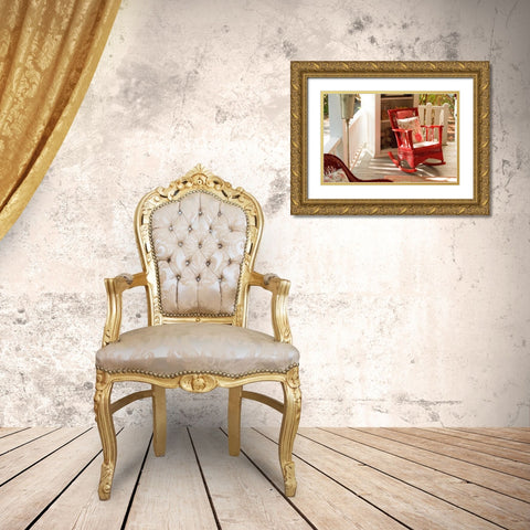 Rocker on the Porch IV Gold Ornate Wood Framed Art Print with Double Matting by Clayton-Thompson, Philip