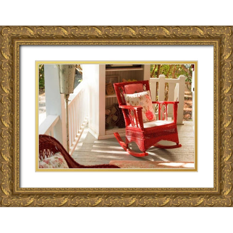 Rocker on the Porch IV Gold Ornate Wood Framed Art Print with Double Matting by Clayton-Thompson, Philip