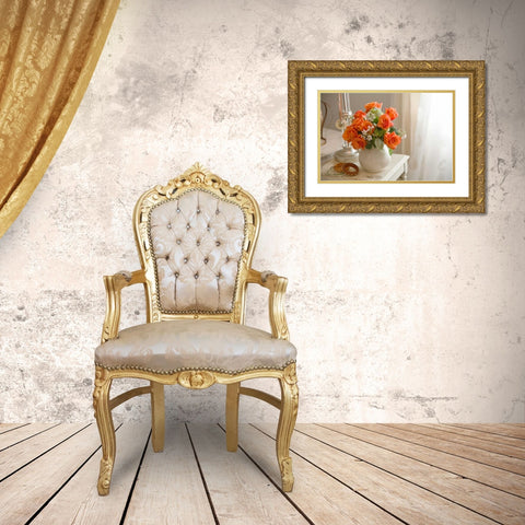 Orange Roses II Gold Ornate Wood Framed Art Print with Double Matting by Clayton-Thompson, Philip