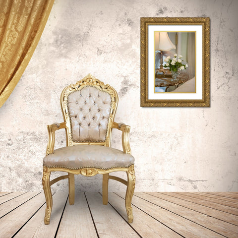 White Roses I Gold Ornate Wood Framed Art Print with Double Matting by Clayton-Thompson, Philip