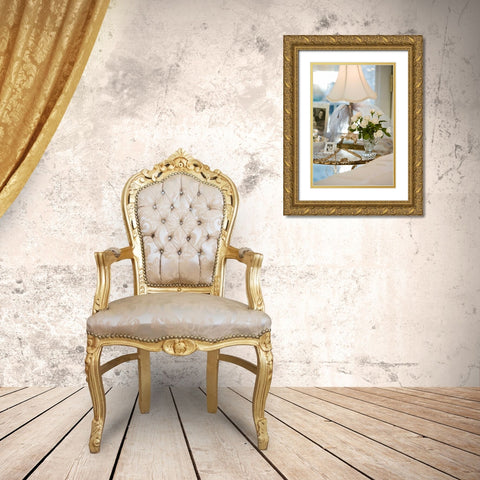 White Roses II Gold Ornate Wood Framed Art Print with Double Matting by Clayton-Thompson, Philip