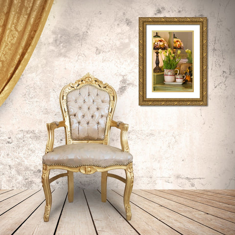 Yellow Tulips II Gold Ornate Wood Framed Art Print with Double Matting by Clayton-Thompson, Philip