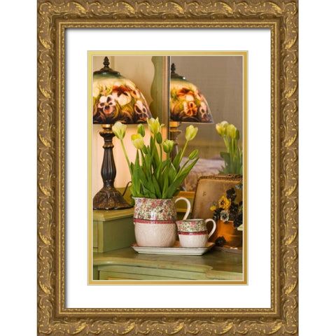 Yellow Tulips II Gold Ornate Wood Framed Art Print with Double Matting by Clayton-Thompson, Philip
