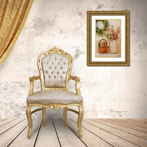 Pink Roses I Gold Ornate Wood Framed Art Print with Double Matting by Clayton-Thompson, Philip