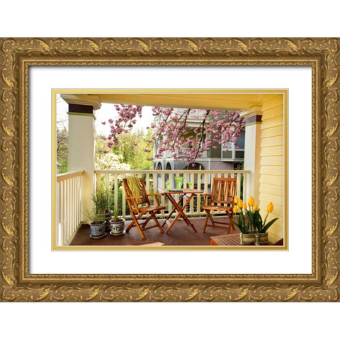 Dining on the Porch I Gold Ornate Wood Framed Art Print with Double Matting by Clayton-Thompson, Philip
