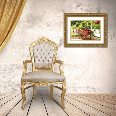 Dining on the Porch II Gold Ornate Wood Framed Art Print with Double Matting by Clayton-Thompson, Philip