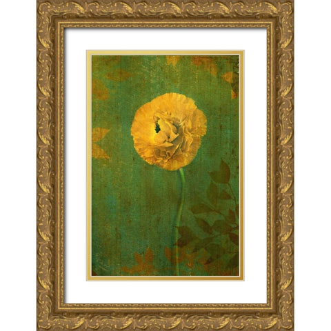 Yellow Renunculus Gold Ornate Wood Framed Art Print with Double Matting by Geyman, Vitaly