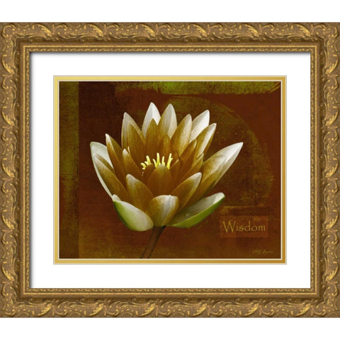 Rustic Lotus Wisdom Gold Ornate Wood Framed Art Print with Double Matting by Geyman, Vitaly