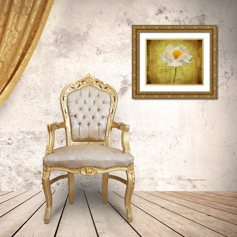 White Poppy Peace Gold Ornate Wood Framed Art Print with Double Matting by Geyman, Vitaly