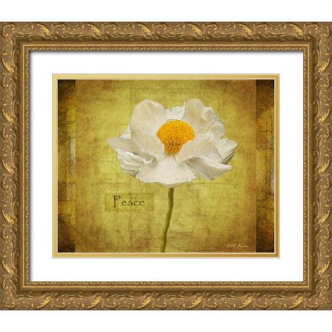 White Poppy Peace Gold Ornate Wood Framed Art Print with Double Matting by Geyman, Vitaly