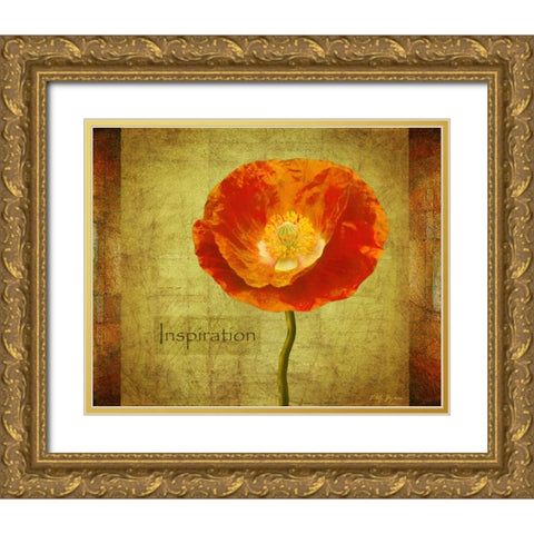 Sun Poppy Inspiration Gold Ornate Wood Framed Art Print with Double Matting by Geyman, Vitaly