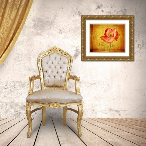 Royal Poppy Joy Gold Ornate Wood Framed Art Print with Double Matting by Geyman, Vitaly