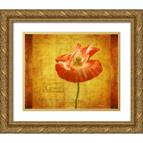 Velvet Poppy Grace Gold Ornate Wood Framed Art Print with Double Matting by Geyman, Vitaly