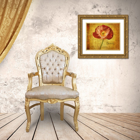 Royal Poppy Beauty Gold Ornate Wood Framed Art Print with Double Matting by Geyman, Vitaly