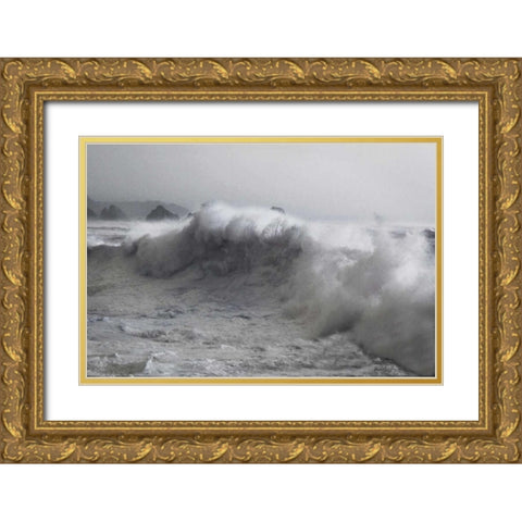 Blue Wave Gold Ornate Wood Framed Art Print with Double Matting by Geyman, Vitaly