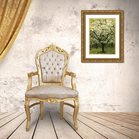 White Cherry Tree I Gold Ornate Wood Framed Art Print with Double Matting by Geyman, Vitaly