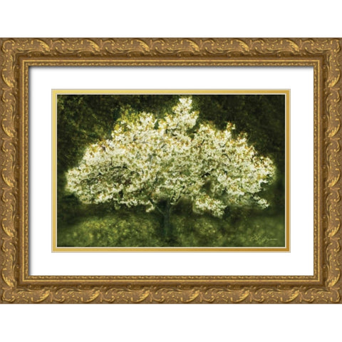 White Cherry Tree II Gold Ornate Wood Framed Art Print with Double Matting by Geyman, Vitaly