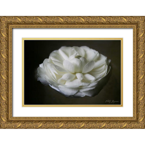 Floating Renunculus Gold Ornate Wood Framed Art Print with Double Matting by Geyman, Vitaly