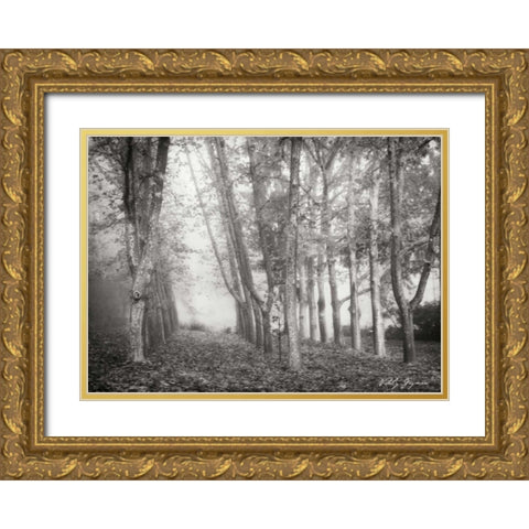 Tree Parade I BandW Gold Ornate Wood Framed Art Print with Double Matting by Geyman, Vitaly