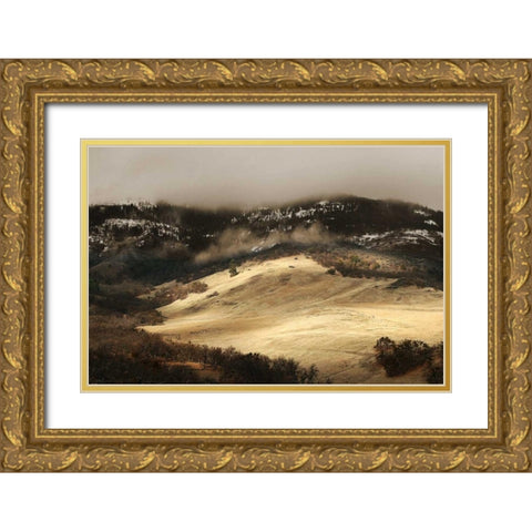 Mountain Glow Gold Ornate Wood Framed Art Print with Double Matting by Geyman, Vitaly