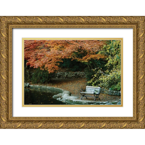 Autumn Trio II Gold Ornate Wood Framed Art Print with Double Matting by Geyman, Vitaly