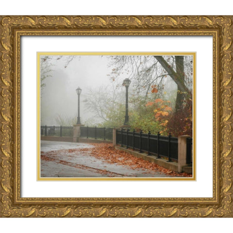Fall Plaza II Gold Ornate Wood Framed Art Print with Double Matting by Geyman, Vitaly