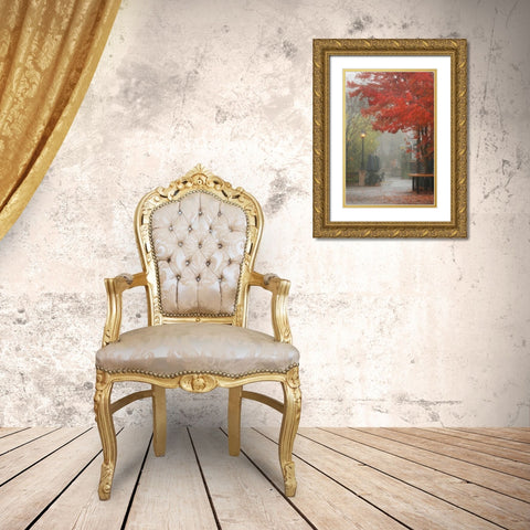 Fall Plaza III Gold Ornate Wood Framed Art Print with Double Matting by Geyman, Vitaly