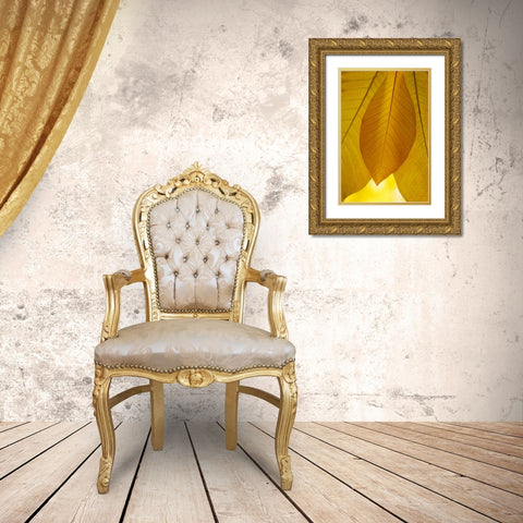 Golden Leafs I Gold Ornate Wood Framed Art Print with Double Matting by Geyman, Vitaly