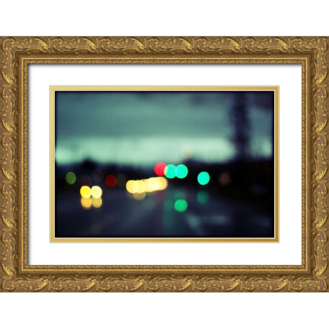 City LIghts II Gold Ornate Wood Framed Art Print with Double Matting by White, Leesa