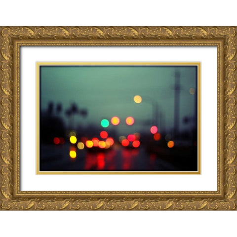 City LIghts III Gold Ornate Wood Framed Art Print with Double Matting by White, Leesa