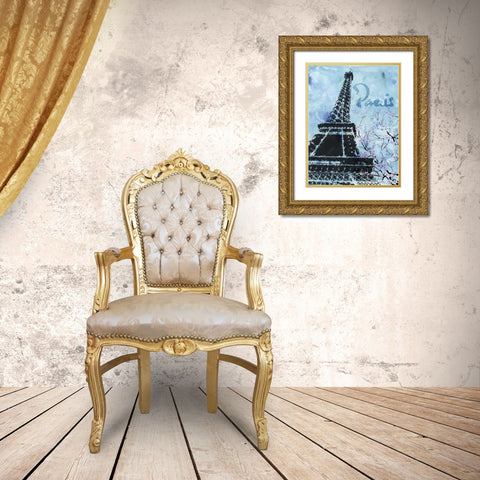 Blue Paris Gold Ornate Wood Framed Art Print with Double Matting by Roberto, LuAnn