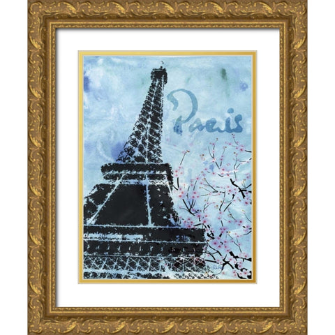 Blue Paris Gold Ornate Wood Framed Art Print with Double Matting by Roberto, LuAnn