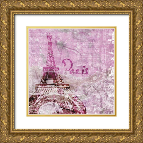Lavender Paris Gold Ornate Wood Framed Art Print with Double Matting by Roberto, LuAnn
