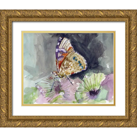 Watercolor Butterfly III Gold Ornate Wood Framed Art Print with Double Matting by Roberto, LuAnn
