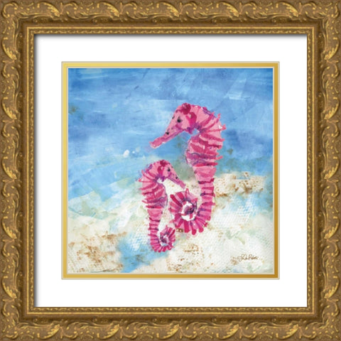 Ocean Seahorses Gold Ornate Wood Framed Art Print with Double Matting by Roberto, LuAnn