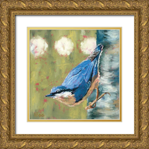 Life Nuthatch Gold Ornate Wood Framed Art Print with Double Matting by Reeves, Molly