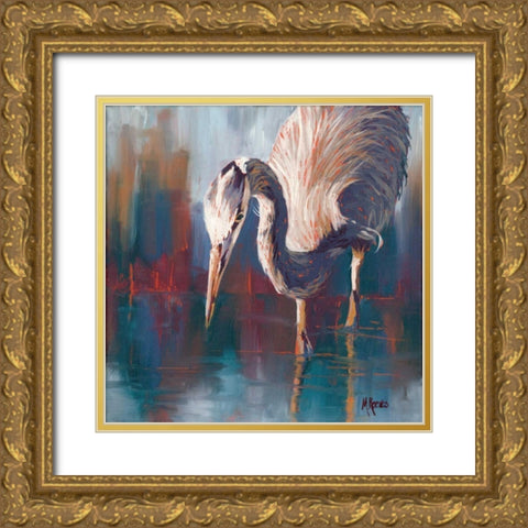 Urban Heron Gold Ornate Wood Framed Art Print with Double Matting by Reeves, Molly