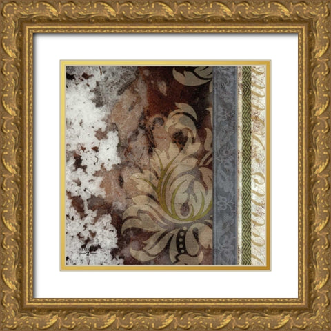 Winter Damask II Gold Ornate Wood Framed Art Print with Double Matting by Studio 2