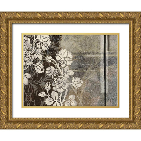 Gray Argento I Gold Ornate Wood Framed Art Print with Double Matting by Studio 2