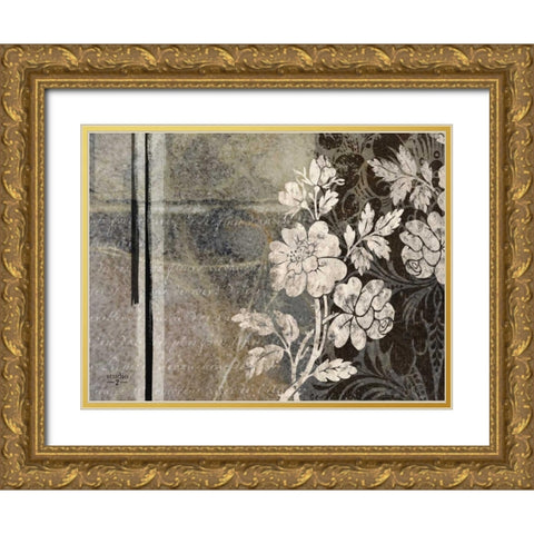 Gray Argento II Gold Ornate Wood Framed Art Print with Double Matting by Studio 2