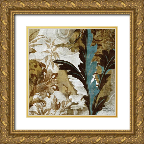Teal Flow II Gold Ornate Wood Framed Art Print with Double Matting by Studio 2