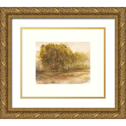 Three Lakes Cottonwoods Gold Ornate Wood Framed Art Print with Double Matting by Sheler, Sammy
