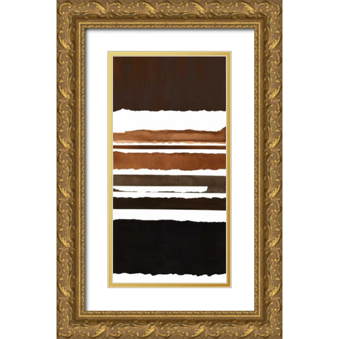 Stripes Gold Ornate Wood Framed Art Print with Double Matting by Sheler, Sammy