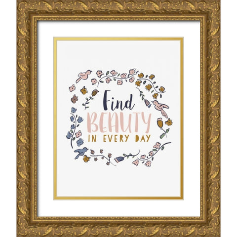 Find Beauty Gold Ornate Wood Framed Art Print with Double Matting by Serna, Isabel