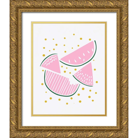 Watermelon Gold Ornate Wood Framed Art Print with Double Matting by Serna, Isabel